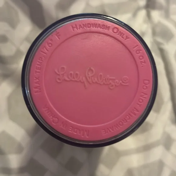 Lilly Pulitzer Pink & Green Floral Pattern Tumbler Cup 16oz - Picture 3 of 3